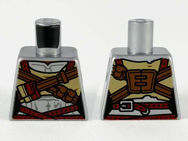 Torso Female Muscles Outline, Reddish Brown Cross Straps, Dark Red Belt Pattern