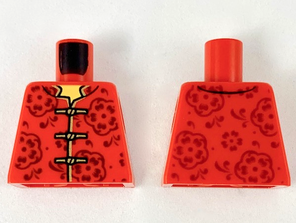 Torso Tang Jacket with Gold Hem and Ties, Dark Brown Flowers Pattern