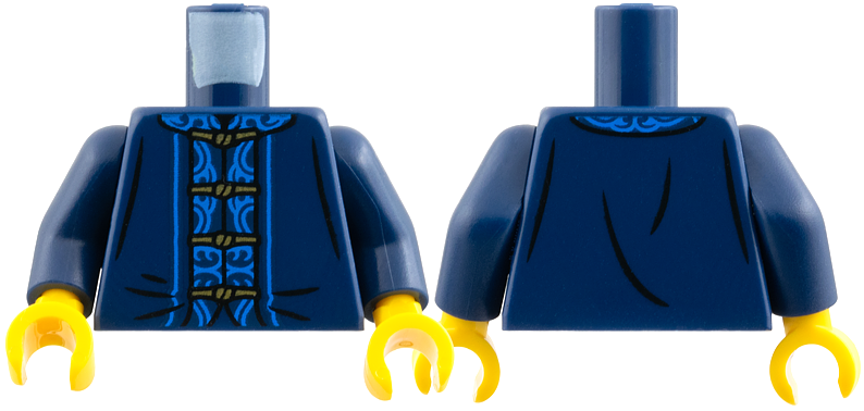 Torso Tang Jacket with Dark Azure Trim and Gold Ties Pattern / Dark Blue Arms / Yellow Hands