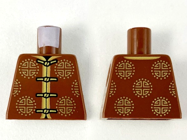 Torso Tang Jacket with Gold Trim, Ties, and Sunshine Designs Pattern