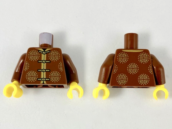 Torso Tang Jacket with Gold Trim, Ties, and Sunshine Designs Pattern / Reddish Brown Arms / Yellow Hands
