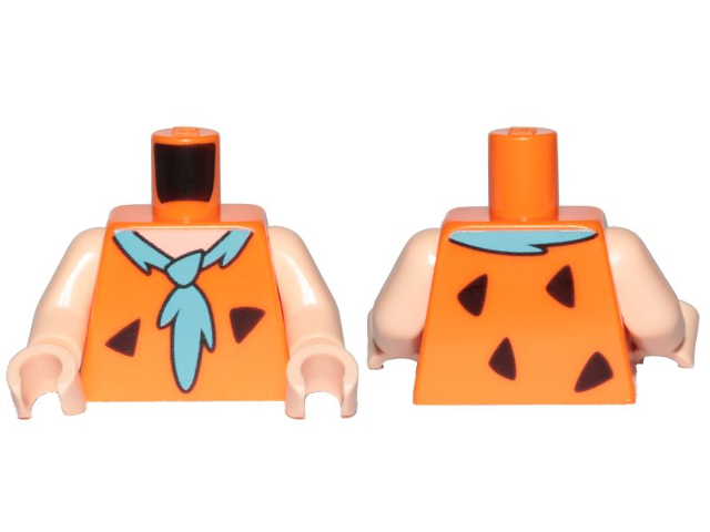 Torso Tunic with Animal Print (Black Spots) and Medium Azure Tie Pattern (Fred Flintstone) / Light Nougat Arms / Light Nougat Hands