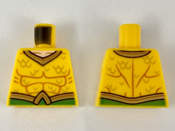 Torso Gold Collar, Scale Lines, and Belt, Dark Orange Muscle Contours Pattern