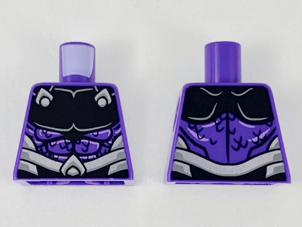 Torso Black Upper Chest Plate and Scale Lines, Silver Belt Pattern