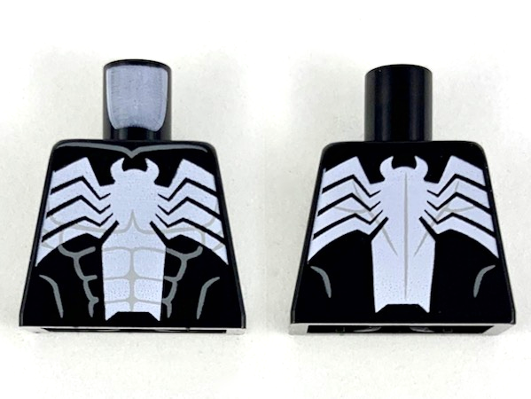 Torso with Dark Bluish Gray Muscles Outline and White Spider Wide Abdomen Front and Back Pattern