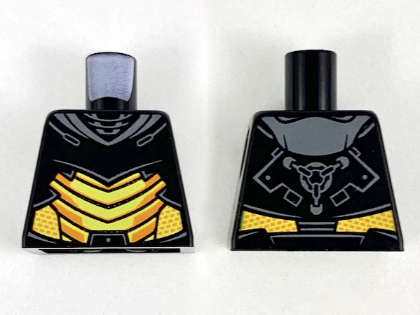 Torso Armor, Dark Bluish Gray Collar, Yellow Abdomen Plates with Orange Trim Pattern