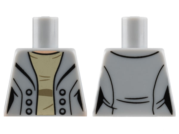 Torso Female Jacket Open with Buttons over Tan Shirt with Dark Tan Creases, Light Nougat Neck Pattern