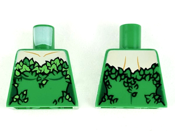 Torso Female Strapless Top, Light Nougat Neck, Green and Bright Green Leaves Pattern