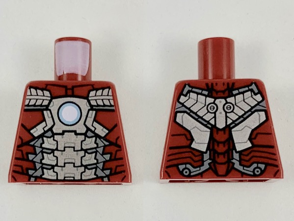 Torso Armor with Metallic Light Blue and White Circle Arc Reactor, Silver Panels, Dark Silver Trim Pattern (Iron Man Mark 5)