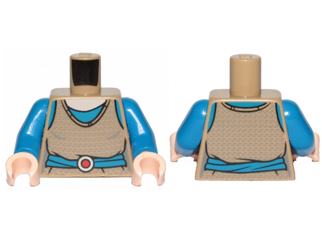 Torso SW Dark Tan Shirt, Blue Belt with Red Buckle Pattern / Blue Arms / Light Nougat Hands