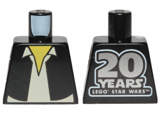 Torso SW Vest and White Shirt with '20 YEARS LEGO STAR WARS' on Back Pattern (Han Solo)