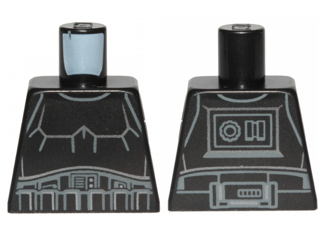 Torso SW Armor Stormtrooper, Detailed Armor without Shoulder Belts, Dark Bluish Gray and Silver Lines Pattern