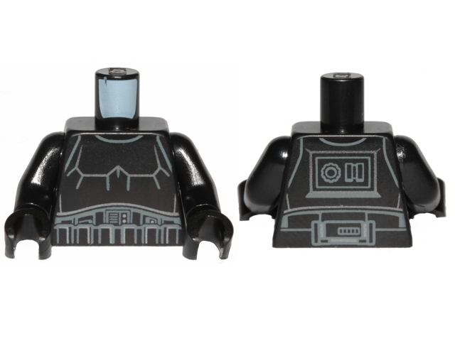 Torso SW Armor Stormtrooper, Detailed Armor without Shoulder Belts, Dark Bluish Gray and Silver Lines Pattern / Black Arms / Black Hands