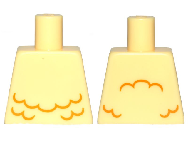 Torso Bright Light Orange Wavy Lines (Feathers) Pattern