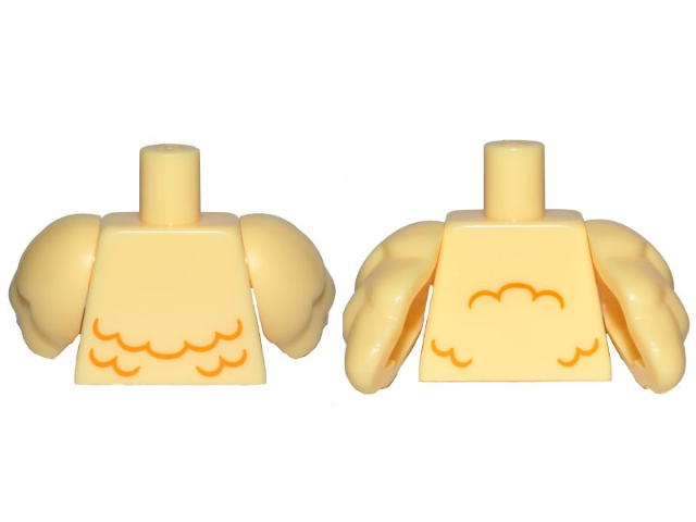 Torso Bright Light Orange Wavy Lines (Feathers) Pattern / Bright Light Yellow Bird Wings