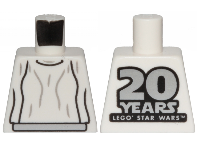 Torso SW Loose Dress Light Bluish Gray Folds with '20 YEARS LEGO STAR WARS' on Back Pattern (Leia)