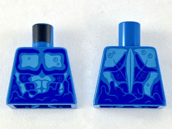 Torso Medium Azure Chest with Blue Outlines and Water Pattern