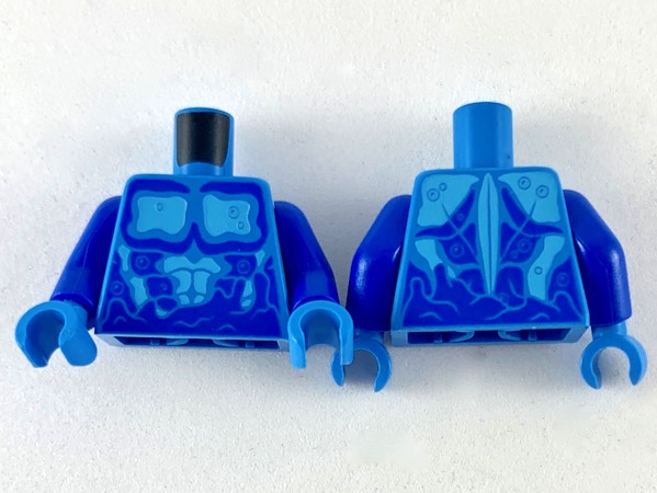 Torso Medium Azure Chest with Blue Outlines and Water Pattern / Blue Arms / Dark Azure Hands
