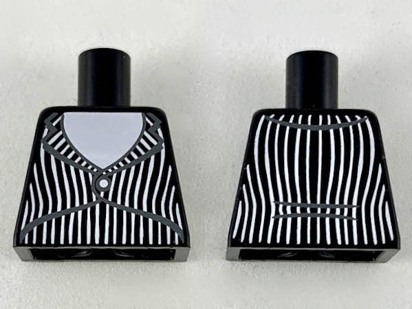 Torso Tuxedo Jacket with White Shirt, Stripes and Centered Button Pattern