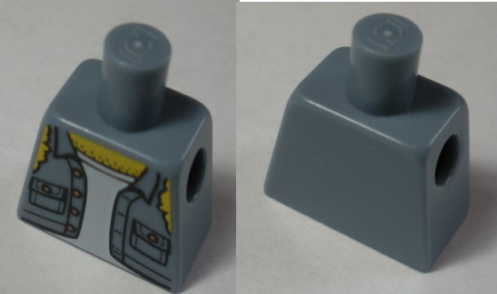 Torso Shirt Torn Off Sleeves, Buttons on Pockets without Back Print Pattern (BAM)