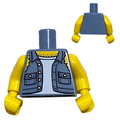 Torso Shirt Torn Off Sleeves, Buttons on Pockets without Back Print Pattern (BAM) / Yellow Arms / Yellow Hands