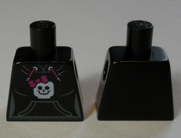 Torso Hooded Sweatshirt with Pocket, Drawstring and Minifigure Skull without Back Print Pattern (BAM)