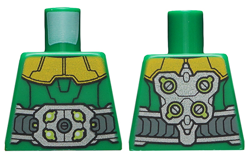 Torso Armor with Gold Shoulders, Large Silver Belt with Lime Highlights and Arm Attachments on Back Pattern