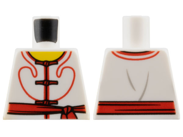 Torso Tang Vest with Red Laces and Trim, Sash, Yellow Neck Pattern