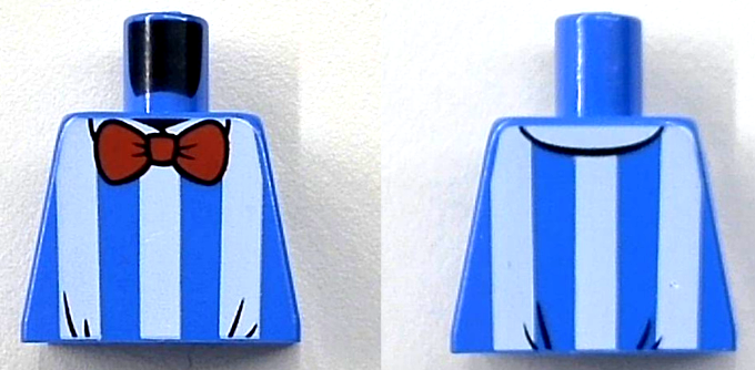 Torso Shirt with White Vertical Stripes, Red Bow Tie Pattern