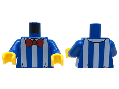 Torso Shirt with White Vertical Stripes, Red Bow Tie Pattern / Blue Arms / Yellow Hands