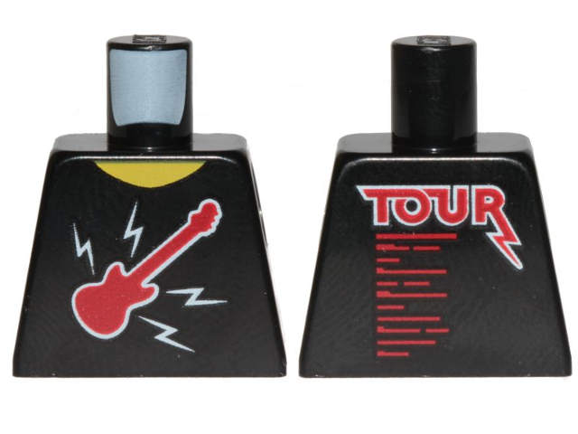 Torso Sleeveless Top with Red Guitar, White Lightning Bolts and 'TOUR' on Back Pattern