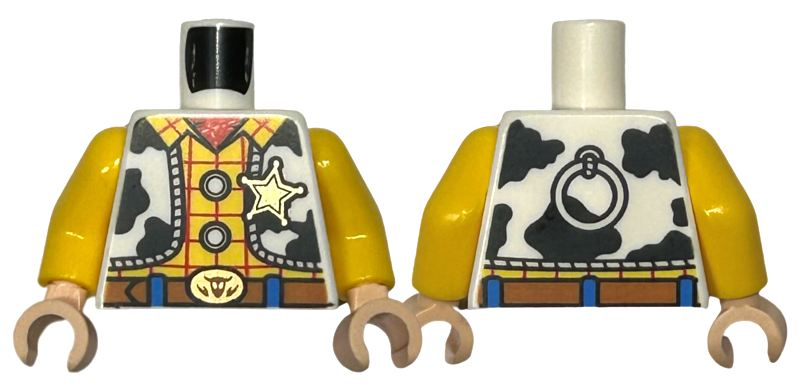 Torso Vest with Black Spots over Yellow Shirt with Red Handkerchief and Stripes, Gold Star Badge Pattern / Yellow Arms / Light Nougat Hands