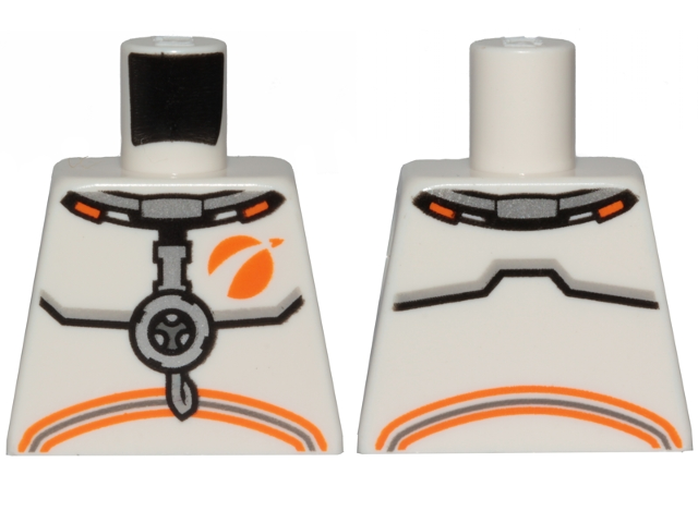 Torso Spacesuit with Dark Bluish Gray and Orange Stripes Pattern