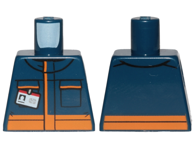 Torso Jumpsuit with Orange Stripes and White Minifigure ID Badge Pattern