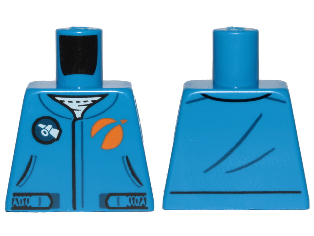 Torso Jumpsuit with Black Outlined Belt and White Satellite Logo Pattern