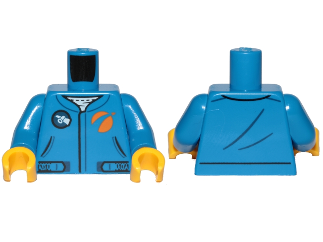 Torso Jumpsuit with Black Outlined Belt and White Satellite Logo Pattern / Blue Arms / Yellow Hands