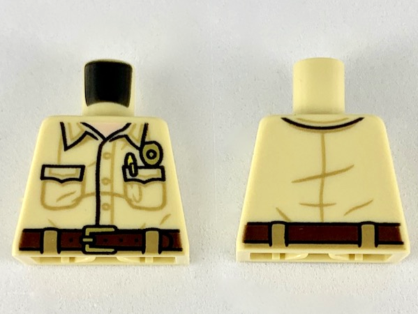 Torso Shirt with Pockets, Light Nougat Neck, Gold Badge and Dark Brown Belt Pattern