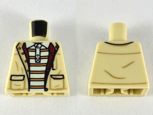 Torso Jacket over White Polo Shirt with 6 Orange Stripes Pattern