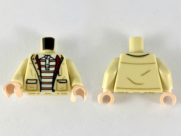 Torso Jacket over White Polo Shirt with 6 Orange Stripes Pattern / Tan Arms / Light Nougat Hands