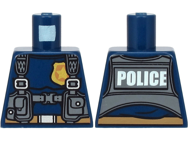 Torso Police with Harness, Gold Star Badge Logo, Belt and 'POLICE' on Back Pattern