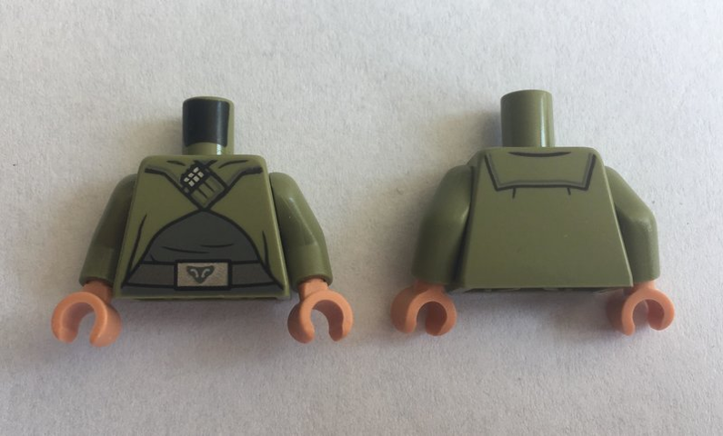 Torso SW Cloak with Dark Bluish Gray Shirt and Silver Belt Pattern / Olive Green Arms / Nougat Hands