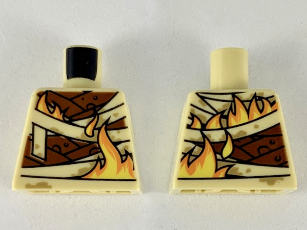 Torso Wrappings over Reddish Brown Body, Yellow and Orange Flames Pattern