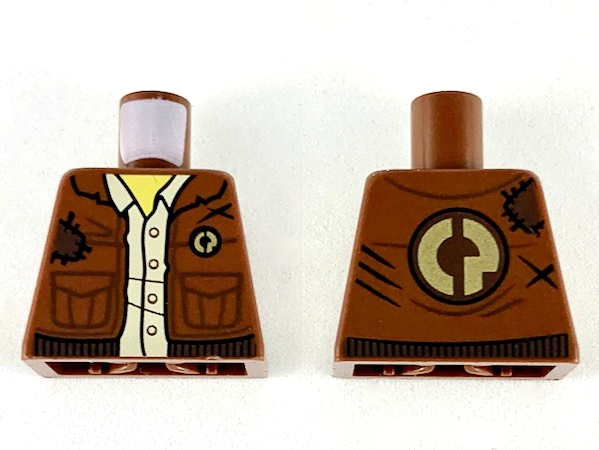 Torso Jacket with Gold 'CP', Dark Brown Patch and Trim, Yellow Neck and Tan Button Up Shirt Pattern