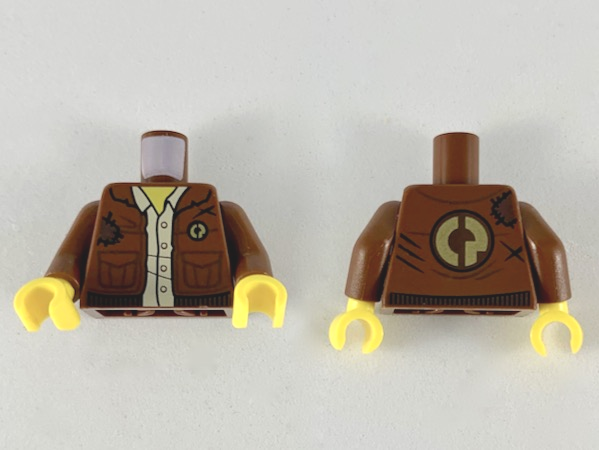 Torso Jacket with Gold 'CP', Dark Brown Patch and Trim, Yellow Neck and Tan Button Up Shirt Pattern / Reddish Brown Arms / Yellow Hands