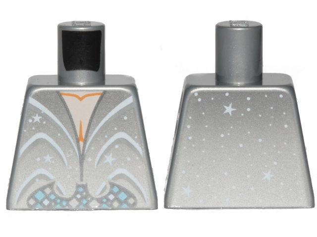 Torso Suit with White Curved Lines, Stars and Dots Pattern