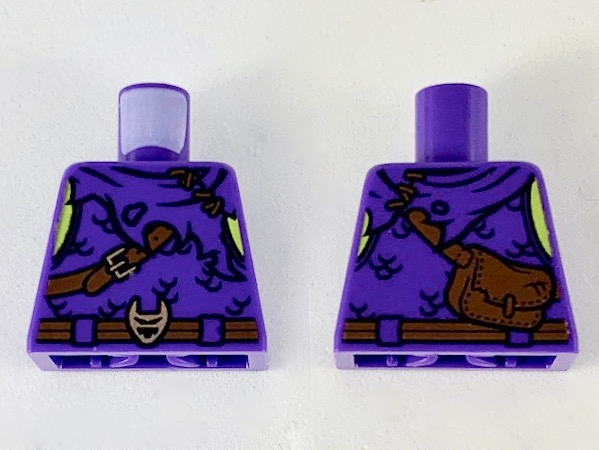 Torso Tattered Tunic with Hood, Reddish Brown Belt, Shoulder Strap and Copper Buckles Pattern