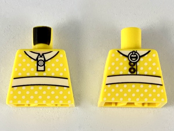 Torso Dress with White Collar, Sash, Polka Dots and Drawstring Ring on Back Pattern