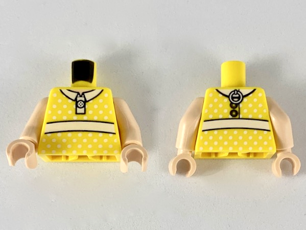 Torso Dress with White Collar, Sash, Polka Dots and Drawstring Ring on Back Pattern / Light Nougat Arms / Light Nougat Hands