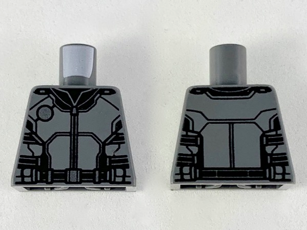 Torso Armor with Black Panel Lines, Silver Circle and Highlights Pattern