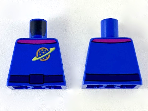 Torso Space Uniform with Orange and Yellow Ringed Planet Logo, Dark Blue Belt, Magenta Collar Pattern